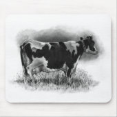 Tapis De Souris Vache du Holstein : Dessin au crayon original : (Devant)