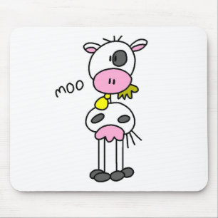 Tapis de souris vache en bonhomme allumette