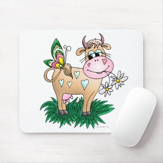 Tapis De Souris Vache et papillon (Avec souris)