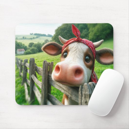 Tapis De Souris Vache Heifer portant un Kerchief (Avec souris)