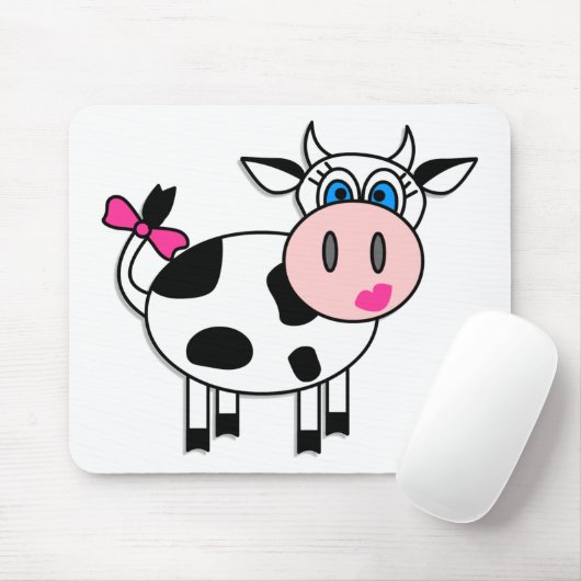Tapis De Souris Vache heureuse à fille (Avec souris)