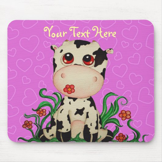 Tapis De Souris Vache mignonne Mousepad personnalisable à bébé (Devant)