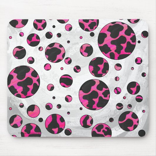 Tapis De Souris Vache Monogram Imprimé Rose et Noir (Devant)