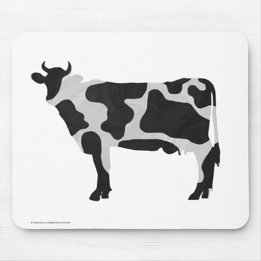 Tapis De Souris Vache Noir et Blanc Silhouette (Devant)