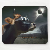 Tapis De Souris Vache Regardant L'Éclipse Solaire Totale (Devant)