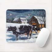 TAPIS DE SOURIS VACHE : RÉVEILLON DE NOËL : NEIGE : ART (Avec souris)
