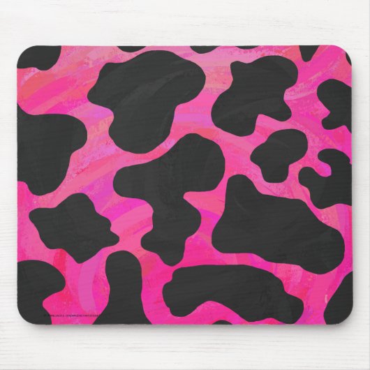 Tapis De Souris Vache rose chaud et noir (Devant)