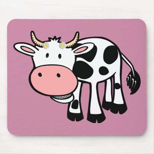 Tapis De Souris Vache souriante avec marguerites (Devant)