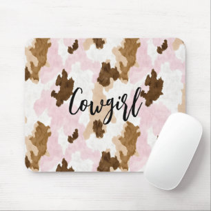 Tapis De Souris Vacheresse Rose Marron Blanc