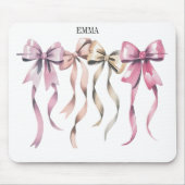 Tapis De Souris "Vaches à ruban bleu et or - Elégant mur à aquarel (Devant)