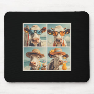 Tapis De Souris Vaches cool avec des lunettes de soleil Plage Vach