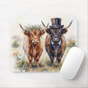 Tapis De Souris Vaches des Highlands en tenue de mariage