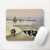 Tapis De Souris Vaches en rivière d'hiver (Avec souris)