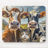 Tapis de souris vaches et chat adorables ! (Devant)