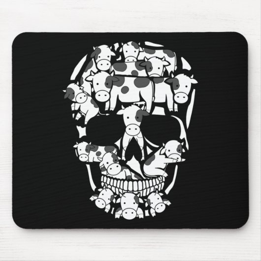 Tapis De Souris Vaches ferme squelette Halloween fermier vache crâ (Devant)