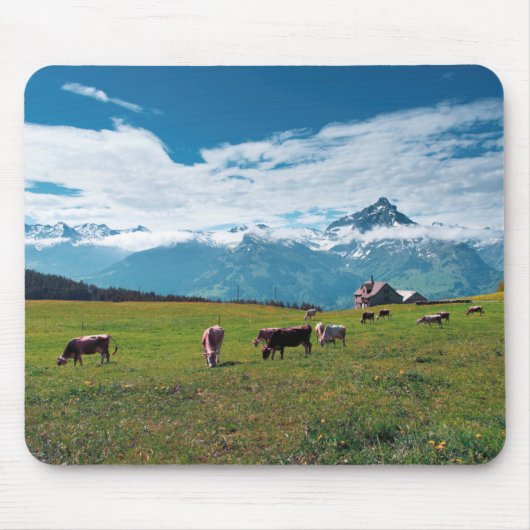 Tapis De Souris Vaches heureuses à la ferme en Suisse (Devant)