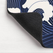 Tapis De Souris Vague bleu marine avec Lune rouge (Coin)