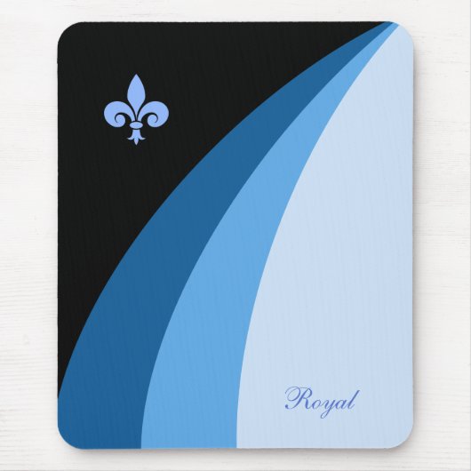 Tapis De Souris Vagues abstraites dans des tons bleus & fleur de l (Devant)