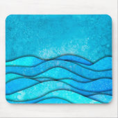 Tapis De Souris Vagues de l'océan bleu vintage (Devant)