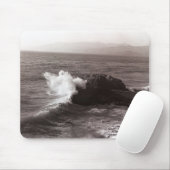 Tapis De Souris Vagues de mer se brisant contre la roche (Avec souris)