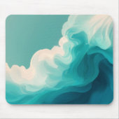 Tapis De Souris Vagues fluides sarcelle et blanc (Devant)