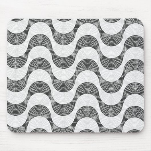 Tapis De Souris vagues noires et blanches en pavé portugais (Devant)