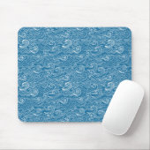 Tapis De Souris Vagues océaniques bleues et blanches (Avec souris)