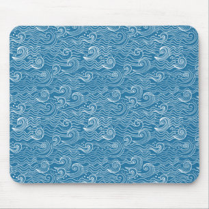 Tapis De Souris Vagues océaniques bleues et blanches