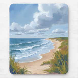 Tapis De Souris Vagues océaniques   Peinture côtière de plage