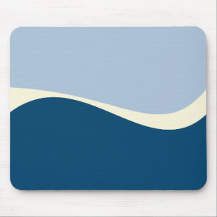 Tapis De Souris Vagues simples 2 en bleu foncé, bleu clair et crèm