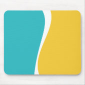 Tapis De Souris Vagues simples 2 en Turquoise, Jaune et Blanc (Devant)