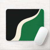 Tapis De Souris Vagues simples 3 en vert, crème et noir (Avec souris)