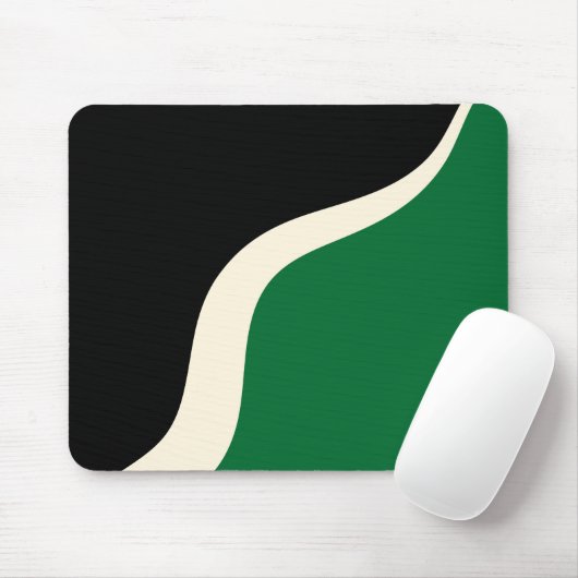 Tapis De Souris Vagues simples 3 en vert, crème et noir (Avec souris)