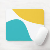 Tapis De Souris Vagues simples 4 - Turquoise et Jaune (Avec souris)
