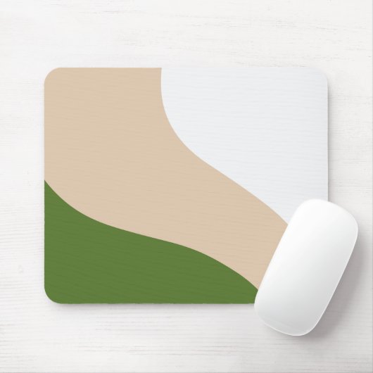Tapis De Souris Vagues simples - Blanc, Sable et Palm Vert (Avec souris)