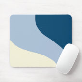 Tapis De Souris Vagues simples - bleu foncé, bleu clair et crème (Avec souris)