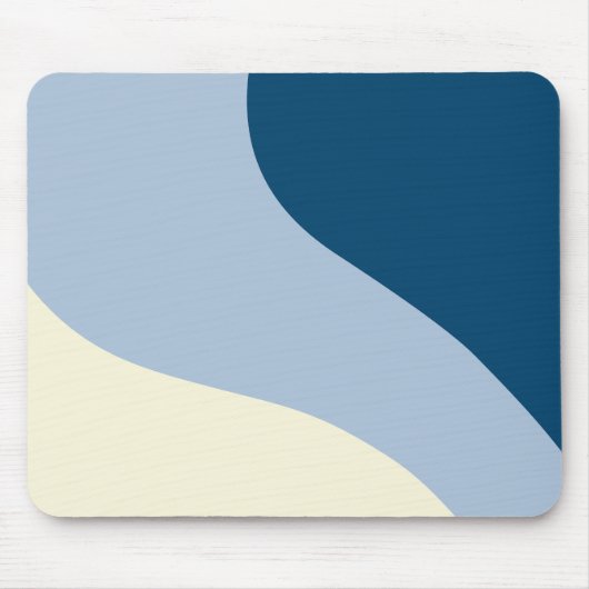 Tapis De Souris Vagues simples - bleu foncé, bleu clair et crème (Devant)