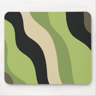 Tapis De Souris vagues, vert, noir et beige courbes colorées