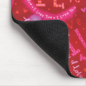 Tapis De Souris Valentine Coeurs Rose Rouge Je t'aime Typographie (Coin)