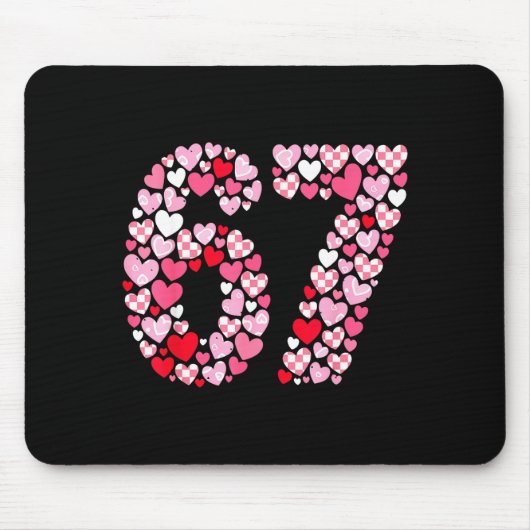 Tapis De Souris Valentine’s Day 67 Hearts Romantic Funny Six Seven (Devant)
