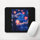 Tapis De Souris Valentine Van Gogh Starry Night Heart Matching Cou (Avec souris)