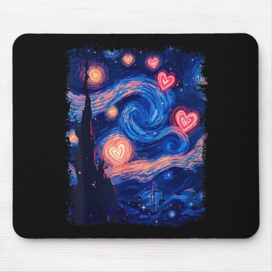 Tapis De Souris Valentine Van Gogh Starry Night Heart Matching Cou (Devant)