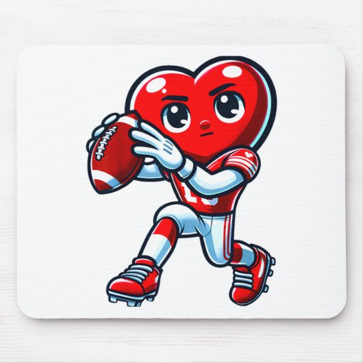 Tapis De Souris Valentines Day Heart Quarterback Football Srts  (Devant)