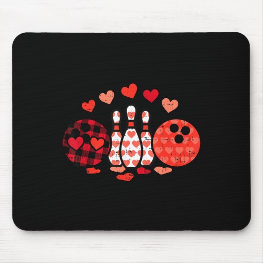 Tapis De Souris Valentines Day Plaid Bowling Valentine Srts Men Wo (Devant)