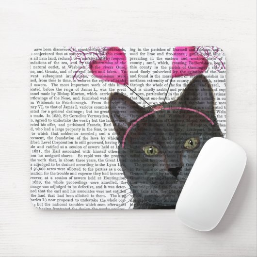 Tapis De Souris Valentines de chat noir (Avec souris)