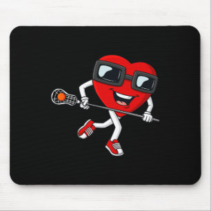 Tapis De Souris Valentines Jour Coeur Tenir Lacrosse Stick Garçons