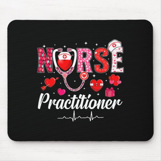 Tapis De Souris Valentines Nurse Practitioner Scrubs Nurse Life St (Devant)