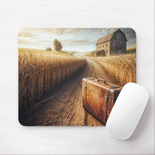 Tapis De Souris Valise Vintage Sur La Route De La Ferme