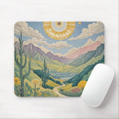 Tapis De Souris Vallée tranquille : Paysage pastel (Avec souris)