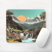 Tapis De Souris Vallée Tropicale Surréelle Avec Cascades (Avec souris)